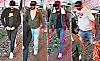 Vier Männer auf Bildern einer Überwachungskamera