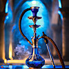 Eine Shisha-Pfeife, blaues Licht im Hintergrund