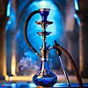 Eine Shisha-Pfeife, blaues Licht im Hintergrund