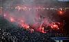 Pyro-Show im Gästeblock des FC St. Pauli in Rostock