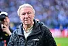 Horst Hrubesch im HSV-Stadion beim DFB-Pokal-Halbfinale gegen Werder Bremen.