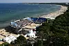 Beach-Volleyball-Arena am Timmendorfer Strand an der Ostsee.