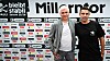 Andreas Bornemann und Marcel Rapp vor einer Sponsorentafel mit Millerntor- und St.-Pauli-Logos bei einem Medientermin.