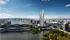 So wie in dieser Visualisierung soll der auf knapp 200 Meter verkürzte Elbtower nach Fertigstellung aussehen.