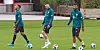 Die Bayern-Profis Corentin Tolisso, Niklas Süle und Eric Maxim Choupo-Moting beim Training