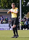 Schiedsrichter Patrick Ittrich auf dem Fußballplatz in Hamburg vor Zuschauern.