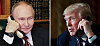 Wladimir Putin und Donald Trump jeweils am Telefon, nebeneinander als Archivmontage.