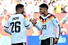 Deniz Undav und Nadiem Amiri feiern den 1:1-Ausgleich für Deutschland in Toronto.
