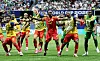 Yoane Wissa und Teamkollegen jubeln nach dem 3:1 der DR Kongo gegen Usbekistan in Atlanta.