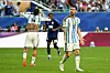 Lionel Messi reagiert im WM-Achtelfinale gegen Kap Verde im Miami Stadium in Miami Gardens.