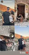 Screenshot-Collage von HSV-Star Nicolás Capaldo und Lebensgefährtin Agustina  vor Steinfassade und Hügelkulisse auf Mallorca, mit dem Text „Te amo“.
