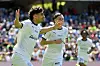 Martin Adeline von ESTAC Troyes jubelt beim Spiel gegen Montpellier im Stade de la Mosson.