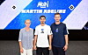 Kathleen Krueger, Martin Adeline und Claus Costa bei der HSV-Vorstellung in Hamburg.