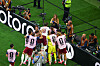 Spanien jubelt nach dem Halbfinalsieg gegen Frankreich im Dallas Stadium in Arlington.