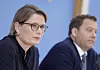 Justizministerin Dr. Stefanie Hubig und Finanzminister Lars Klingbeil (beide SPD) bei der Vorstellung des Aktionsplans zur Bekämpfung von Steuer- und Finanzkriminalität.