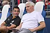 St. Paulis Sportchef Andreas Bornemann mit Trainer Marcel Rapp beim Testspiel in Babelsberg.