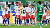 HSV-Spieler feiern nach dem 3:2 gegen Rapid Wien im Testspiel in Längenfeld.