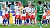 HSV-Spieler feiern nach dem 3:2 gegen Rapid Wien im Testspiel in Längenfeld.