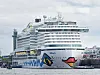 Kreuzfahrtschiff Aida perla liegt am Hamburg Cruise Center Steinwerder im Hafen.
