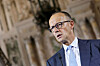 Friedrich Merz spricht beim Pressestatement auf Schloss Augustusburg in Brühl zum Deutsch-Französischen Ministerrat.