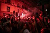 Spanische Fans feiern in Madrid mit Fackeln und Fahnen den WM-Triumph.
