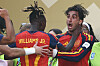 Ferran Torres und Nico Williams jubeln nach dem 1:0 für Spanien im WM-Finale gegen Argentinien.
