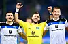 HSV-Profis Laszlo Bénes, Torwart Daniel Heuer Fernandes und Filip Bilbija feiern