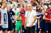 Ståle Solbakken und Erling Haaland nach dem WM-Viertelfinale Norwegen gegen England in Miami.