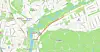 Digitaler Kartenausschnitt mit grün markierten Flächen und rot eingezeichneter Route.