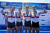 Marc Weber, Felix Heinrich, Jonas Gelsen und Ole Hohensee feiern EM-Sieg in Varese.