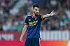 Fabio Vieira von Arsenal FC spielt im Freundschaftsspiel gegen Girona FC im Montilivi-Stadion.