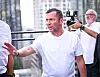 Lothar Matthäus spricht auf einer Dachterrasse in Chicago beim WM-Talk des DFB und Volkswagen.