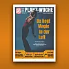Magazincover „Plan7-Woche“ mit Person in akrobatischer Pose und gelber Schlagzeile.