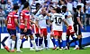 HSV-Spieler jubeln nach dem Tor gegen OSC Lille im Testspiel in Hamburg.