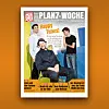 Magazintitel der „Plantz-Woche“ mit drei Personen und farbigen Schlagzeilen auf orangefarbenem Hintergrund