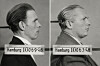 Zwei Schwarz-Weiß-Seitenprofile mit Hamburger Registrierungsschildern nebeneinander