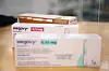Mehrere Wegovy-Packungen von Novo Nordisk liegen auf dem Verkaufstresen einer dänischen Apotheke.