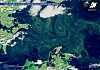 Satellitenbild zeigt spiralförmige Blaualgenblüten in der Ostsee vor Mecklenburg-Vorpommern.