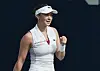 Eva Lys jubelt bei den US Open in New York mit geballter Faust.