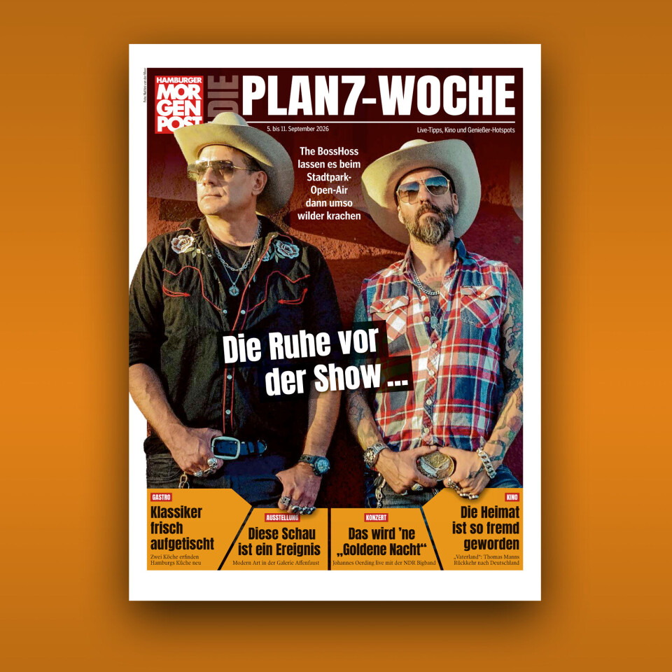 Εξώφυλλο του περιοδικού “PLAN 7-WECHE” με δύο μουσικούς σε κόκκινο φόντο