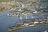 Luftaufnahme des Hafen Hamburg mit Elbe, Elbphilharmonie, Speicherstadt, Hafen City, Container Terminals, Landungsbrücke