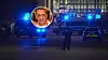Polizeieinsatz bei Nacht in Hamburg mit Blaulicht, abgesperrtem Gelände und eingeblendetem Porträt eines Mannes