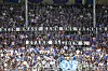 Fans des 1. FC Magdeburg halten in der Avnet Arena ein Solidaritätsbanner mit der Aufschrift „Stark bleiben S.“