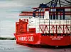 Ein Gemälde eines Containerschiffs am Burchardkai