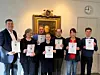 Die frischgebackenen Ampel-Koalitionäre:Andreas Dressel (SPD), Birgit Wolff (FDP), Marc Buttler (SPD), Jennyfer Dutschke (FDP), Justin Orbàn (Grüne), Katja Rosenbohm (Grüne) und Jan Christopher Witt (FDP) (v. l.)