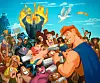 Vorne Hercules, im Hintergrund alle anderen wichtigen Figuren der Geschichte (Zeichentrick)
