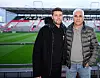 Fabian Hürzeler und Andreas Bornemann im leeren Millerntorstadion