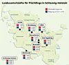 Landesunterkünfte für Flüchtlinge in SH. Grafik: Yalim