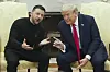 US-Präsident Donald Trump (r) trifft den ukrainischen Präsidenten Wolodymyr Selenskyj im Oval Office des Weißen Hauses.