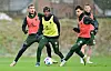 Lars Ritzka, Oladapo Afolayan und Max Marie im Training